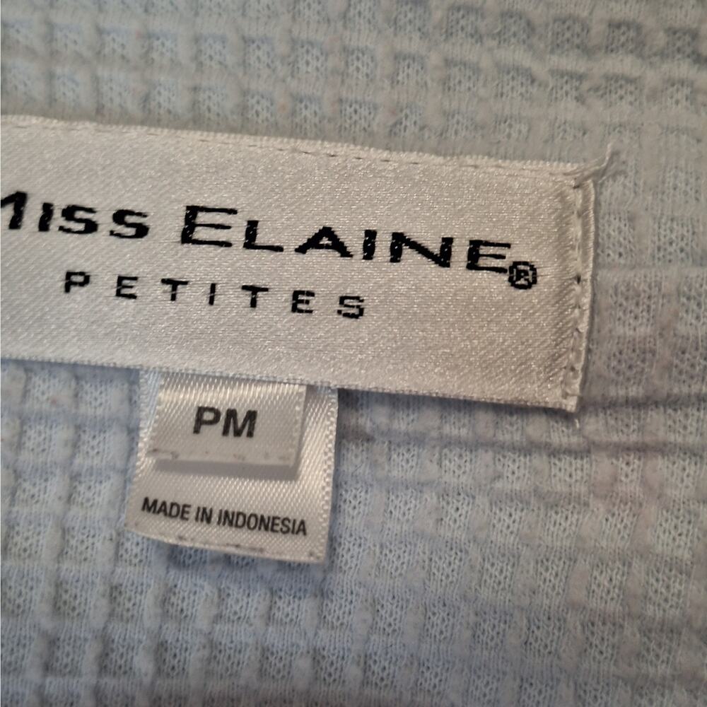 Miss Elaine Petites Baby Blue Embroidered Housecoat Petite Medium - Picture 6 of 7